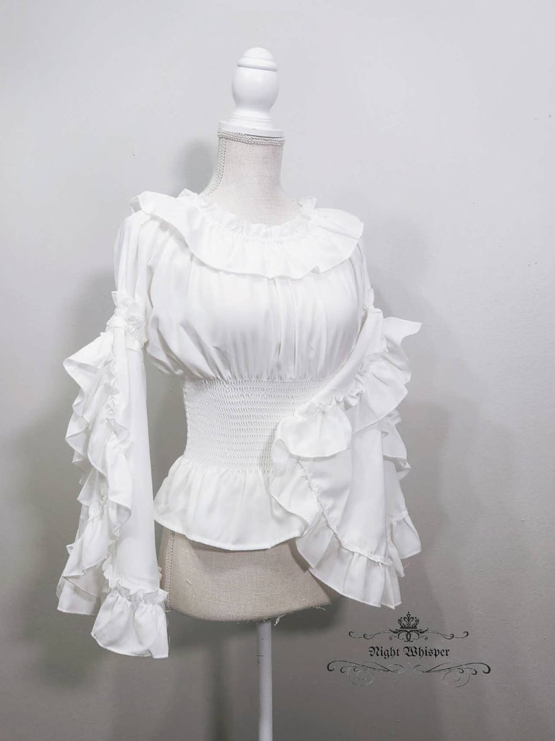 New Elegant Sleeve Blouse By NightWhisper White Black