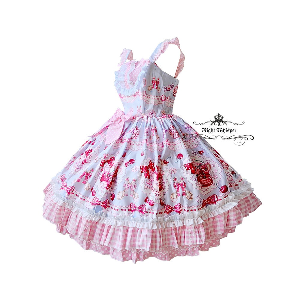 Light Blue Cherry Rita Girl Drop Waist Dress