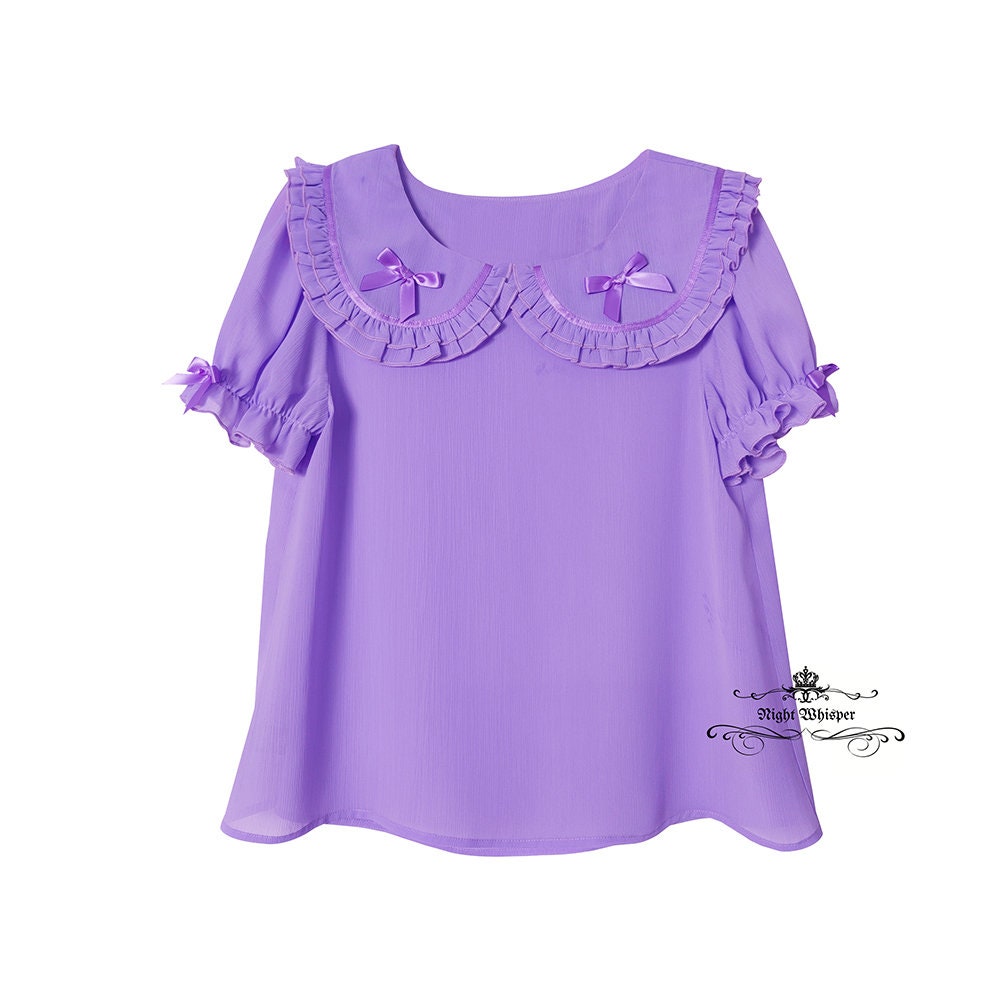 Peter Pan Collar Short Sleeve Blouse