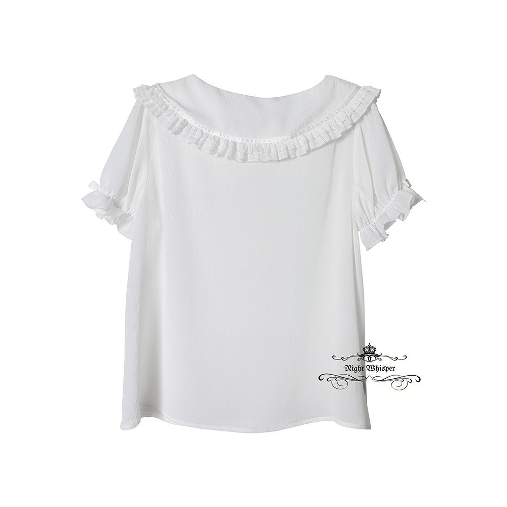 Peter Pan Collar Short Sleeve Blouse