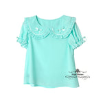 Load image into Gallery viewer, Peter Pan Collar Short Sleeve Blouse