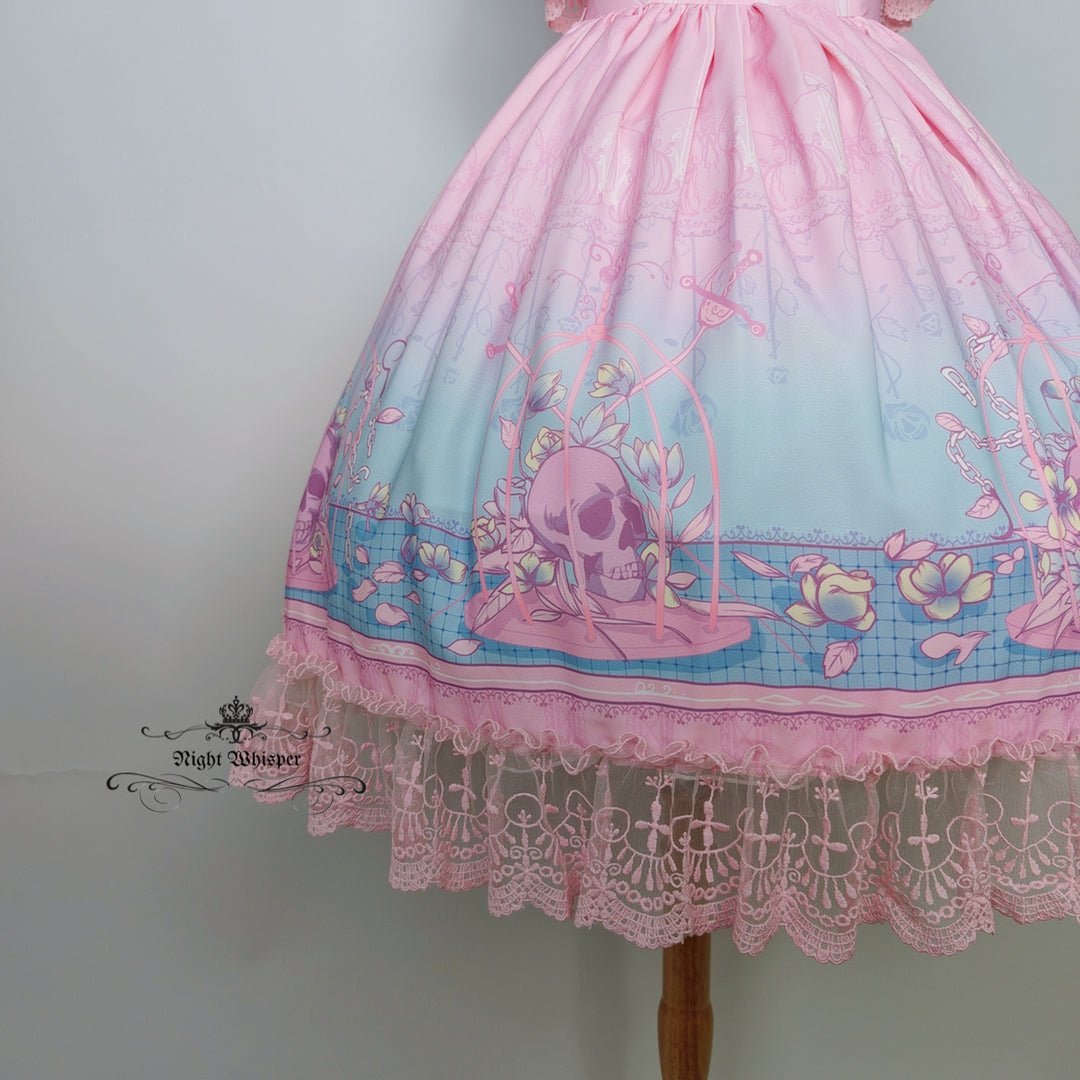 Pastel Goth Skull In Cage (with Pockets)