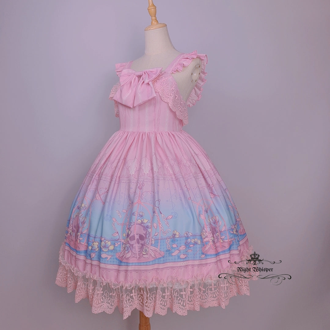 Pastel Goth Skull In Cage (with Pockets)