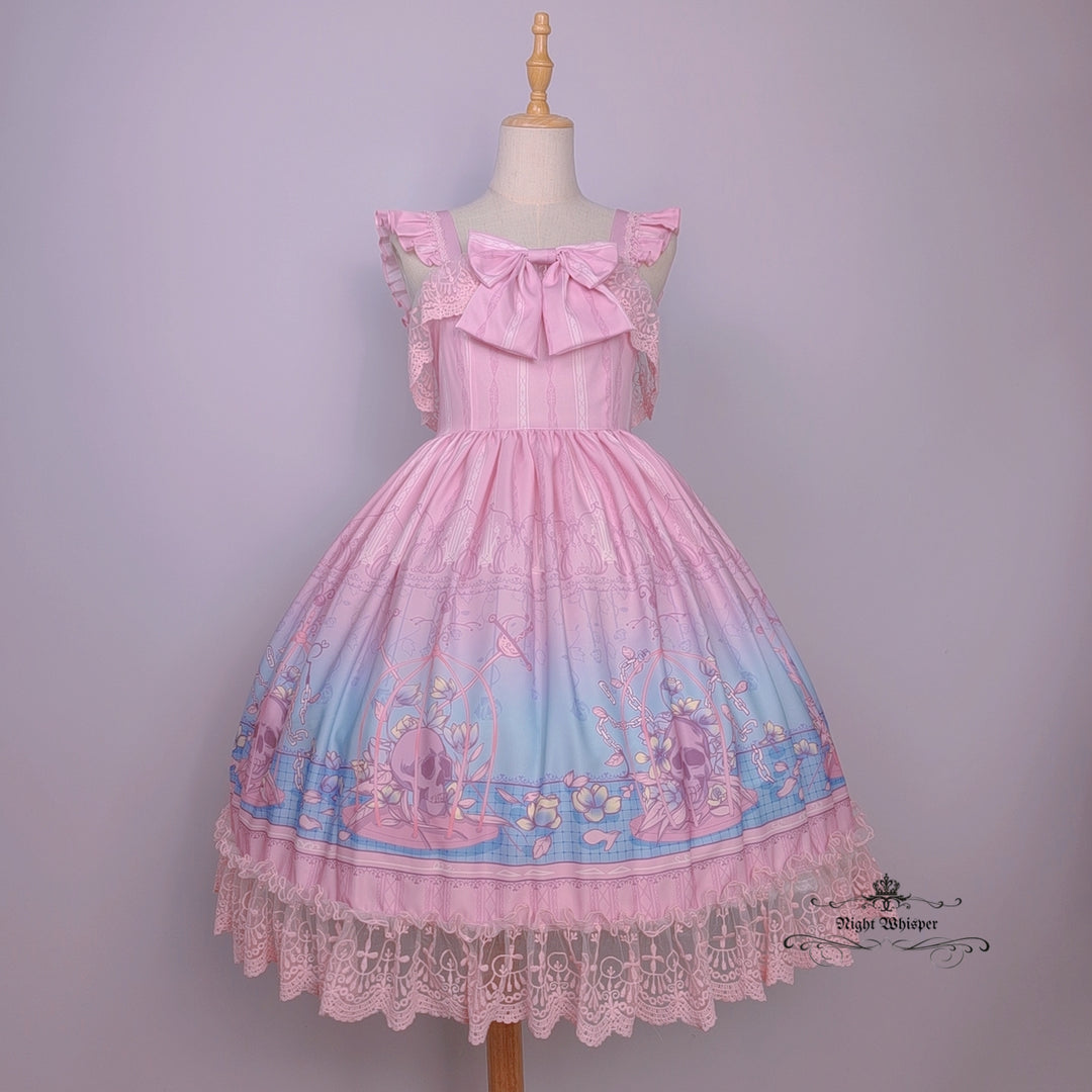 Pastel Goth Skull In Cage (with Pockets)