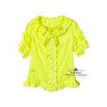 Load image into Gallery viewer, Button Down Chiffon Light Blouse - Yellow