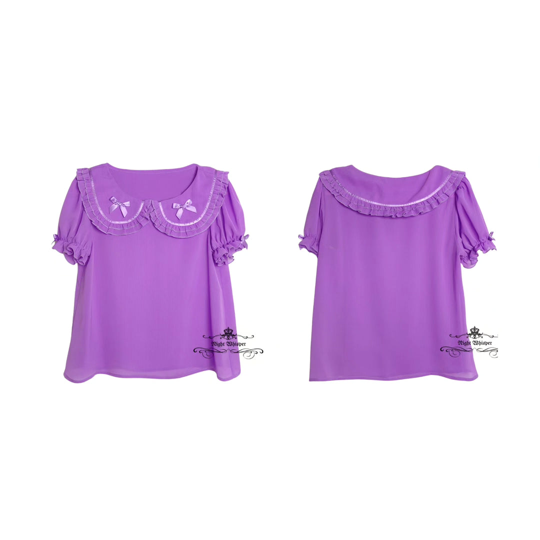 Peter Pan Collar Short Sleeve Blouse
