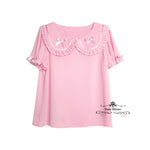 Load image into Gallery viewer, Peter Pan Collar Short Sleeve Blouse
