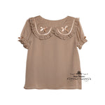 Load image into Gallery viewer, Peter Pan Collar Short Sleeve Blouse