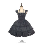 Load image into Gallery viewer, 3 Tier All Black Classic Lolita Dress (with pockets)