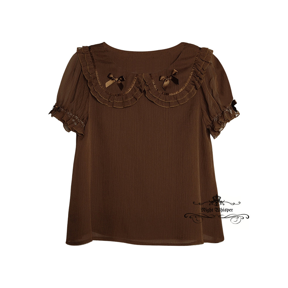 Peter Pan Collar Short Sleeve Blouse
