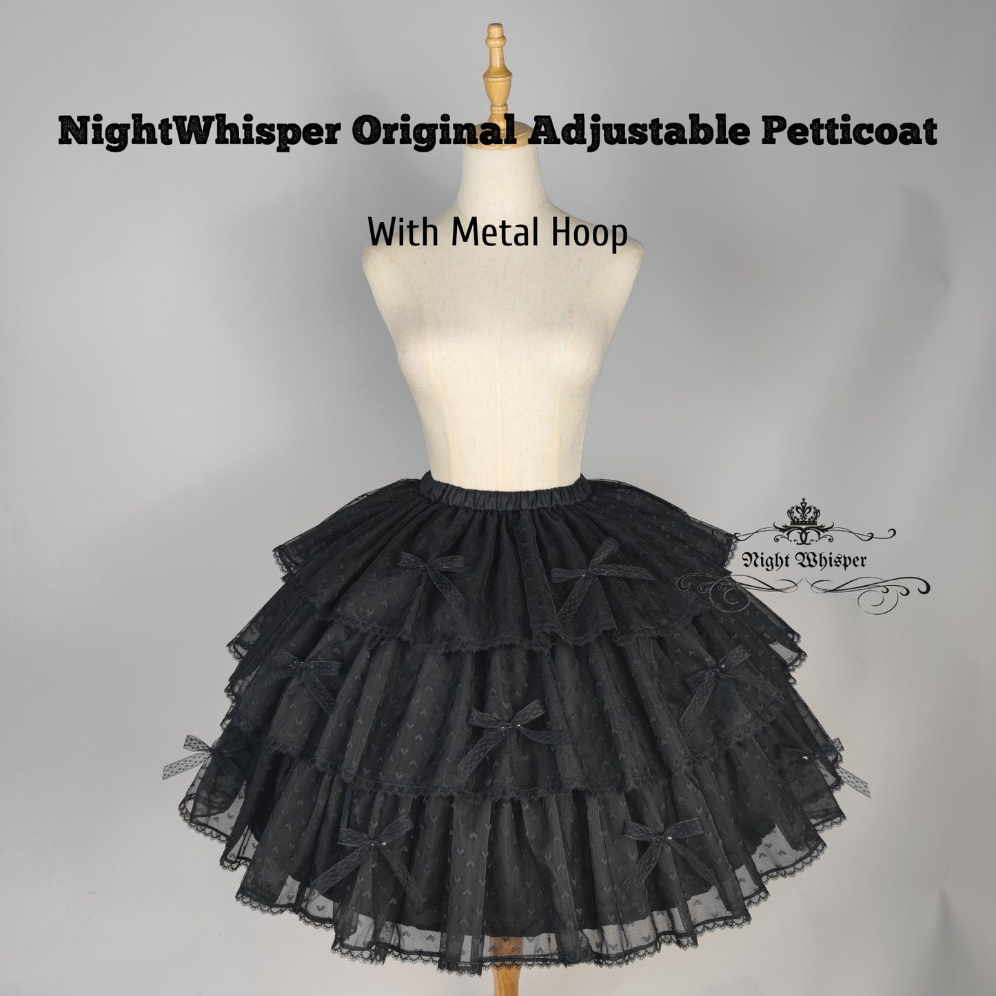 In Stock, Puffy Cloud Adjustable Hoop Skirt Petticoat, adjust Length AND Hoop Size- Night Whisper Original