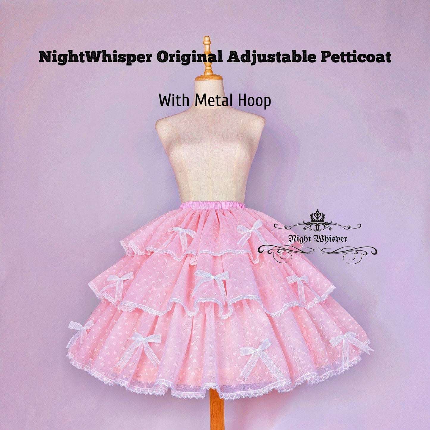 In Stock, Puffy Cloud Adjustable Hoop Skirt Petticoat, adjust Length AND Hoop Size- Night Whisper Original