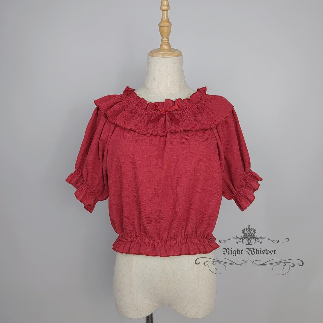 Plus Size Cotton Top, Plus Size Lolita Blouse- RED