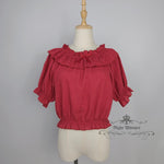 Load image into Gallery viewer, Plus Size Cotton Top, Plus Size Lolita Blouse- RED