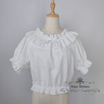 Load image into Gallery viewer, Plus Size Crop Top, Cotton Top, Plus Size Lolita Blouse- White