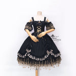 Load image into Gallery viewer, Starry Gold x Black Fantasy Dress
