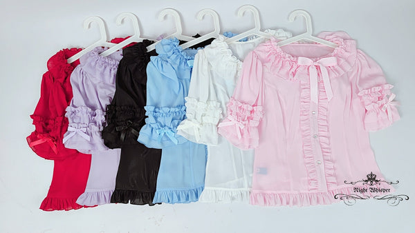Button Down Chiffon Light Blouse - Light Purple