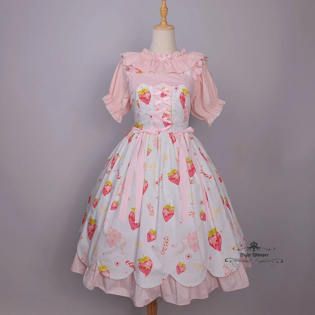 Limited Stock, Sakura Strawberry Cotton Version, Night Whisper Lolita Original Design, Plus Size Lolita, Kawaii Dress, Alternative Fashion