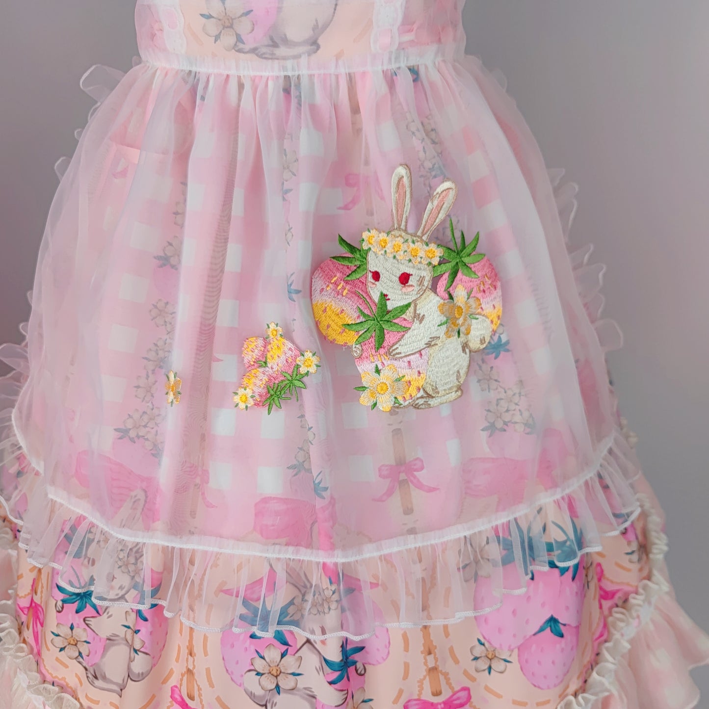 [2 week process] Strawberry Bunny Set (Dress+Apron+Headdress)