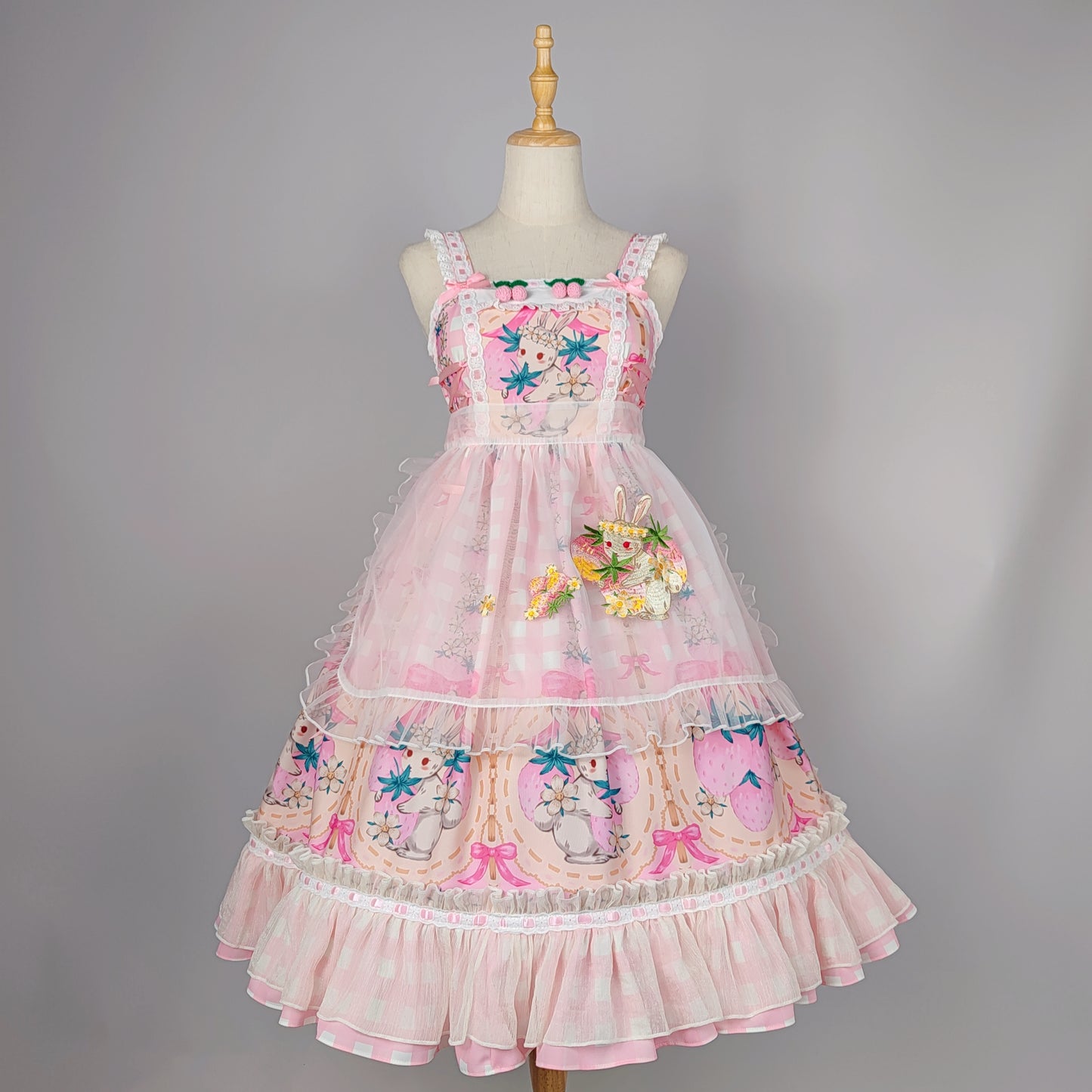 [2 week process] Strawberry Bunny Set (Dress+Apron+Headdress)