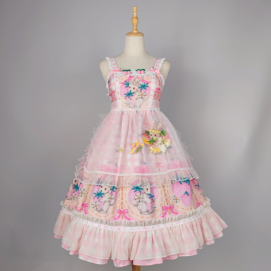 Strawberry Bunny Set (Dress+Apron+Headdress)
