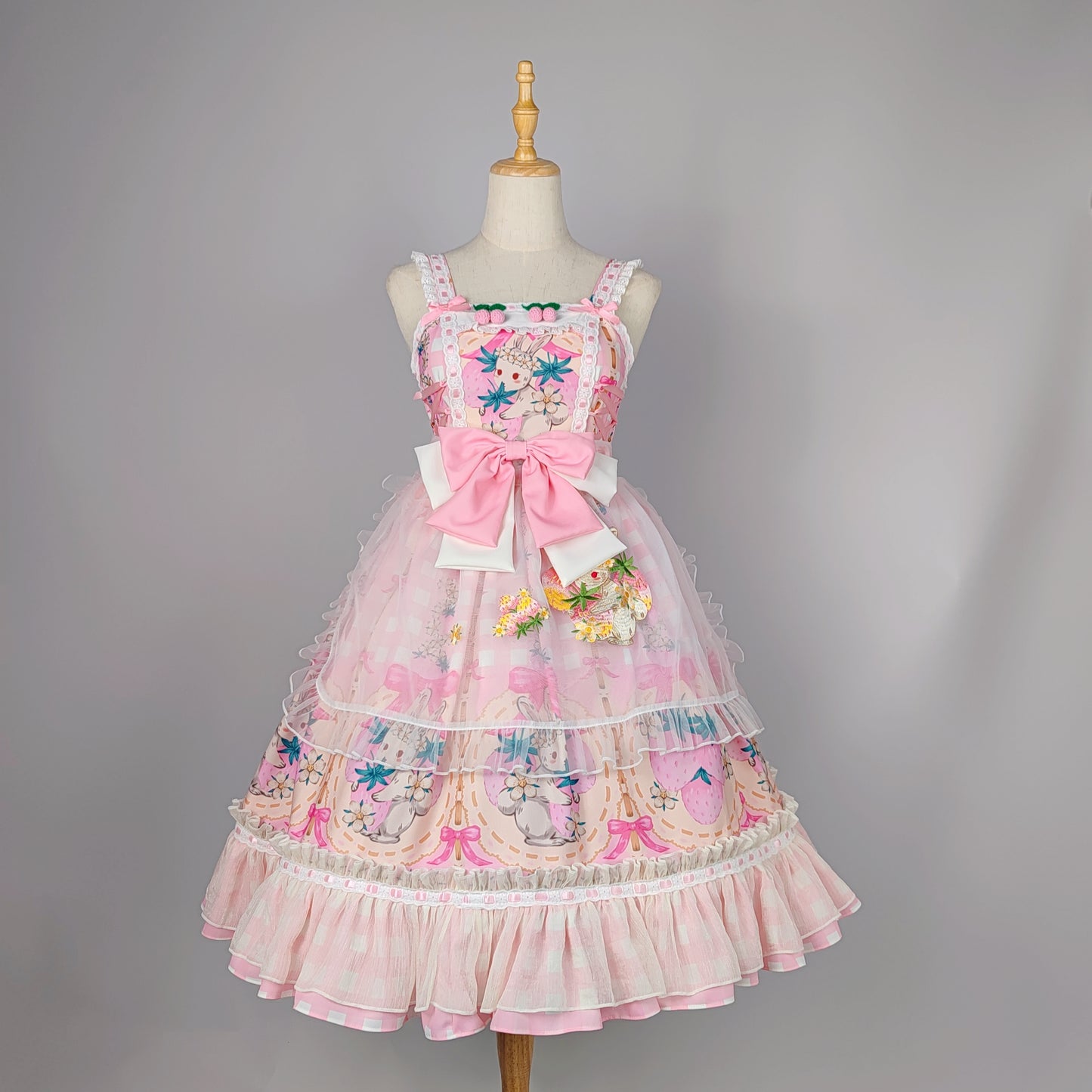 [2 week process] Strawberry Bunny Set (Dress+Apron+Headdress)