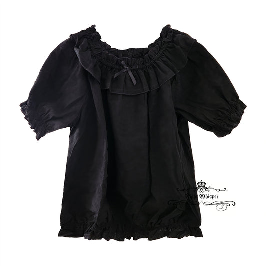 In stock, ready to ship, Black Cotton Blouse, long version