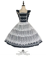 Load image into Gallery viewer, Pure Cotton Elegant Lace Dress (Black+White)
