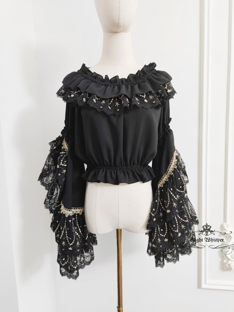 Pre-Order, Princess Sleeve Blouse (Black x Gold)