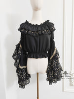 Load image into Gallery viewer, Pre-Order, Princess Sleeve Blouse (Black x Gold)
