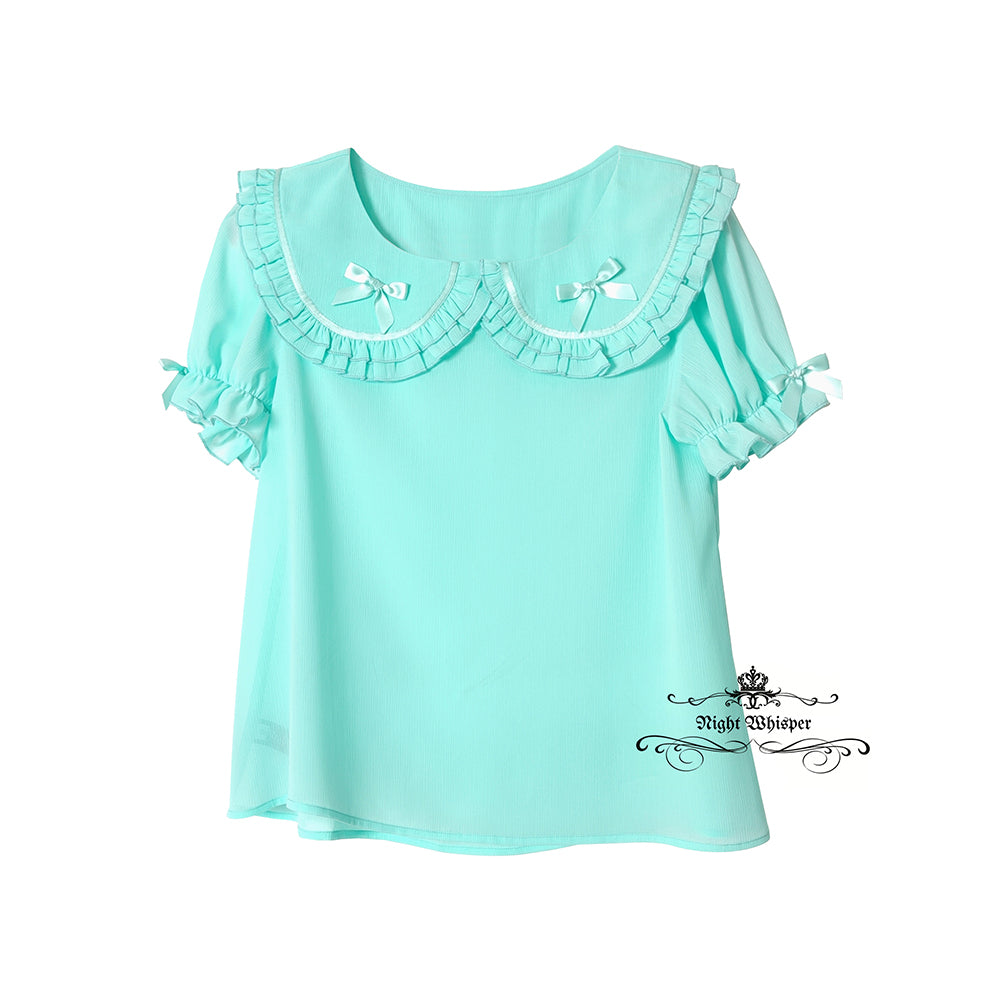 Peter Pan Collar Short Sleeve Blouse