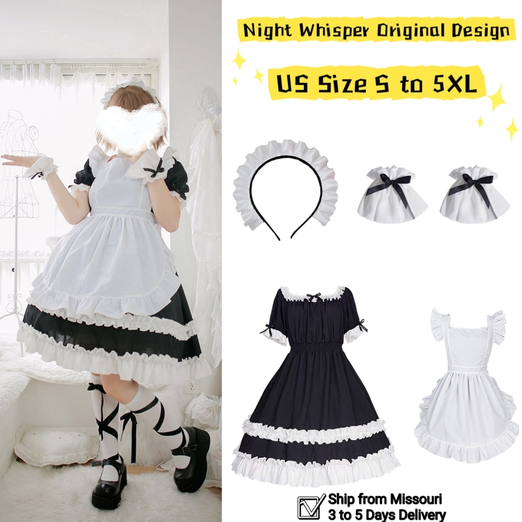 Ready to Ship from Missouri, Black One Piece, Maid Outfit