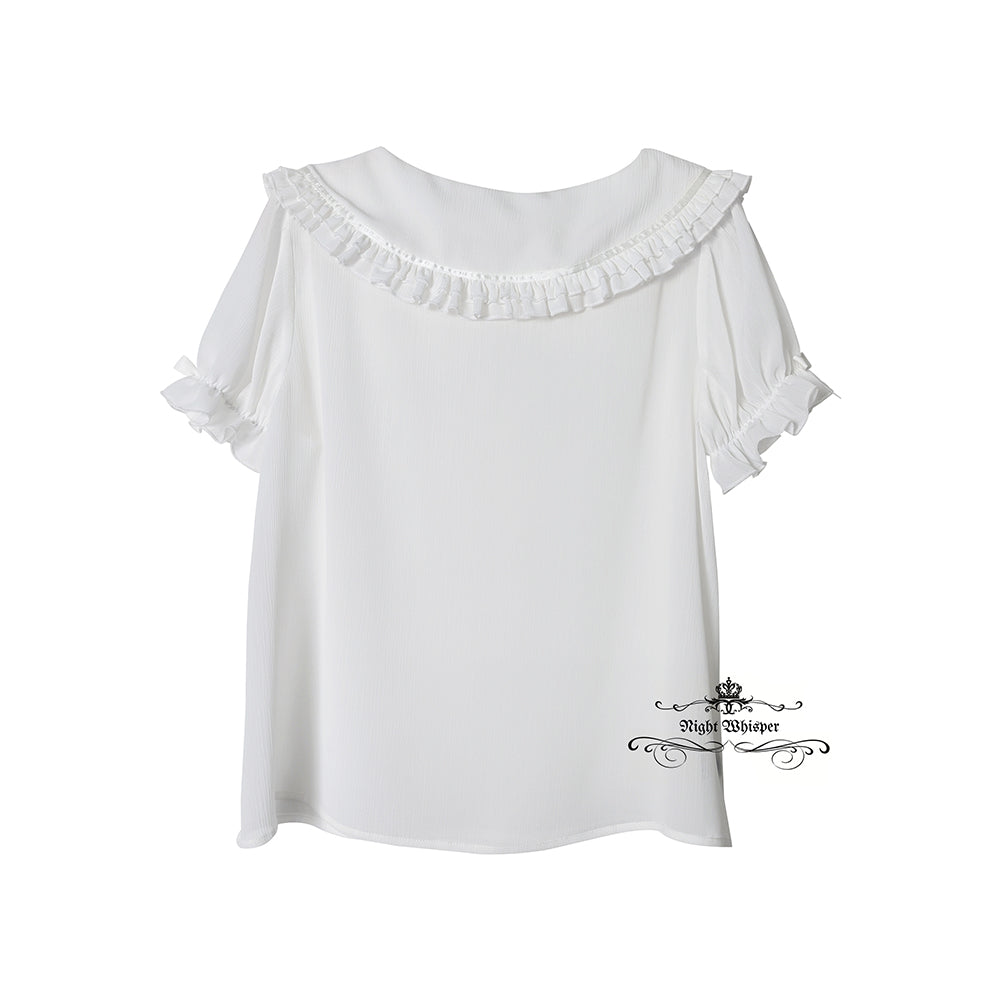 Peter Pan Collar Short Sleeve Blouse