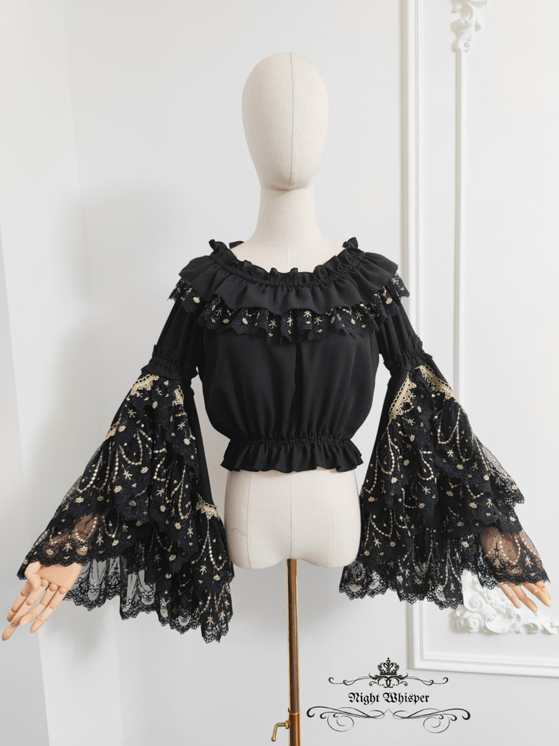 Pre-Order, Princess Sleeve Blouse (Black x Gold)