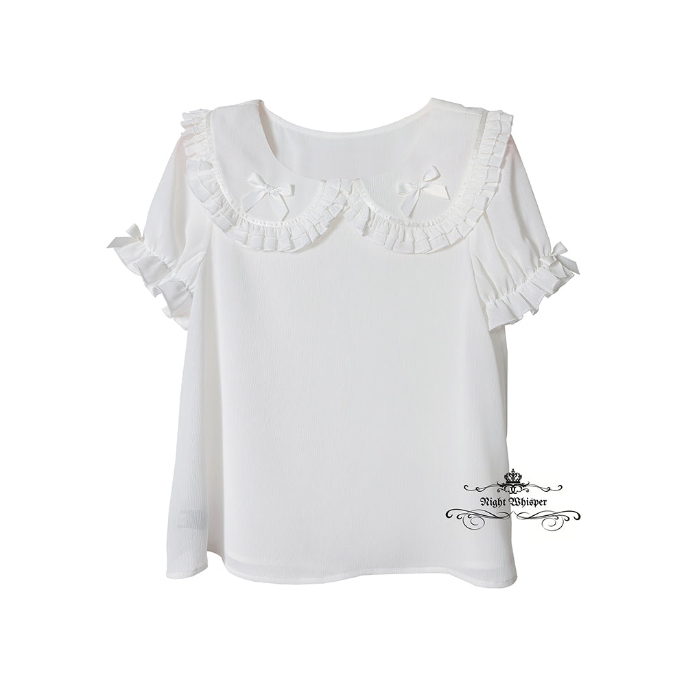 Peter Pan Collar Short Sleeve Blouse