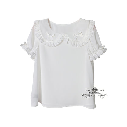 Peter Pan Collar Short Sleeve Blouse