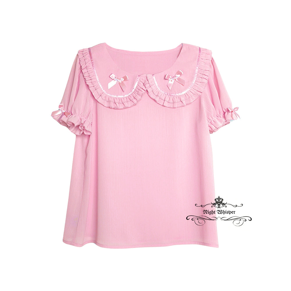 Peter Pan Collar Short Sleeve Blouse