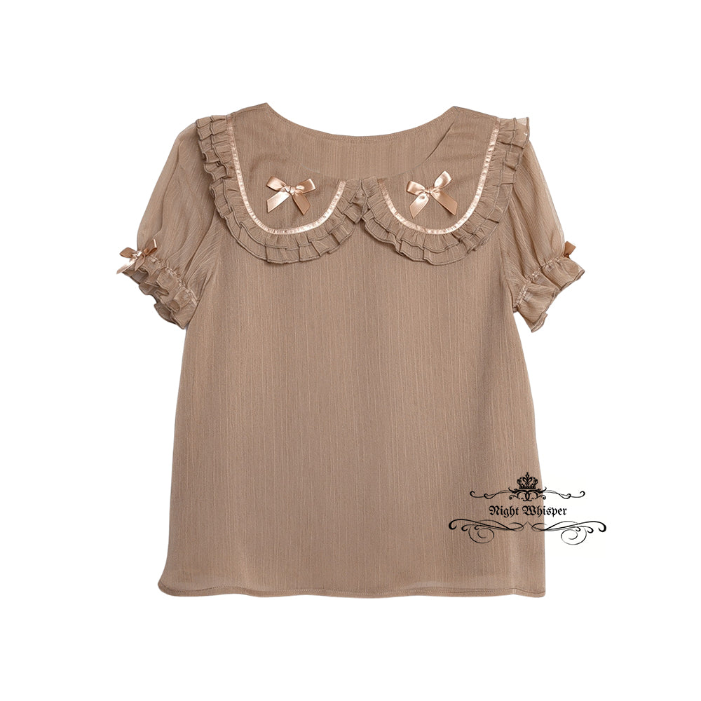 Peter Pan Collar Short Sleeve Blouse