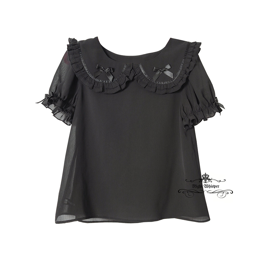 Peter Pan Collar Short Sleeve Blouse