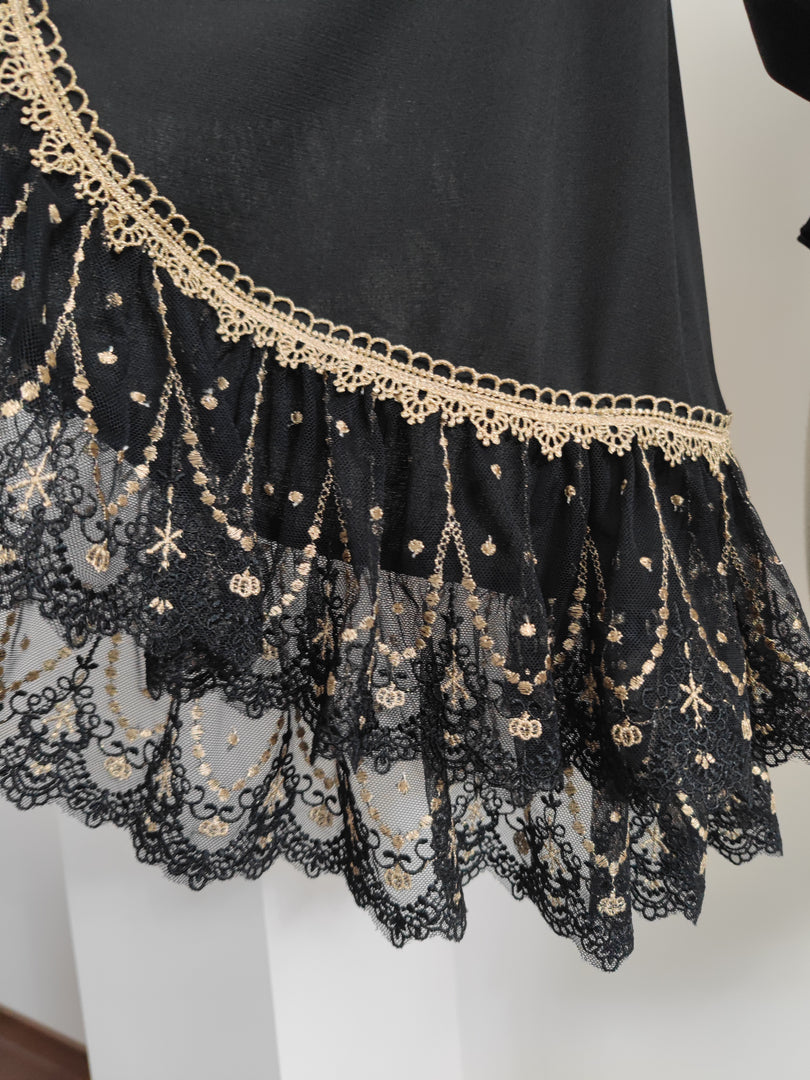 Pre-Order, Princess Sleeve Blouse (Black x Gold)