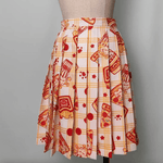Load image into Gallery viewer, Popcorn Chicken Cat Print, Pizza Cat Print Pleated Skirt - nightwhisper