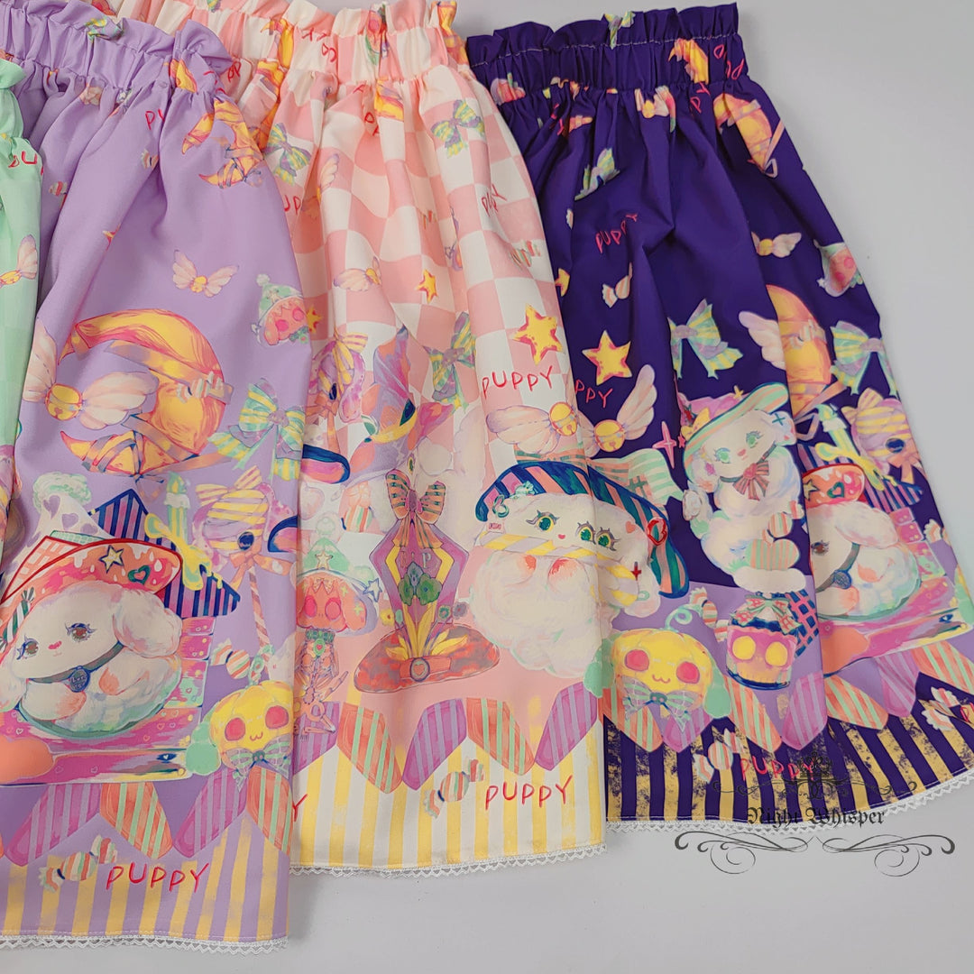 Puppy Witch Party- Pink - Single Layer Skirt- With Pockets!