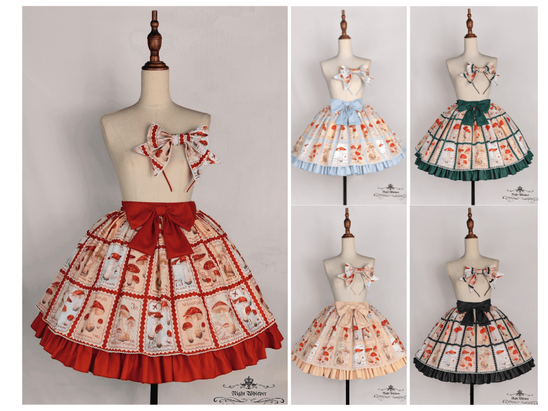 PRE ORDER- Mushroom Stamp Skirt - Short Version - nightwhisper