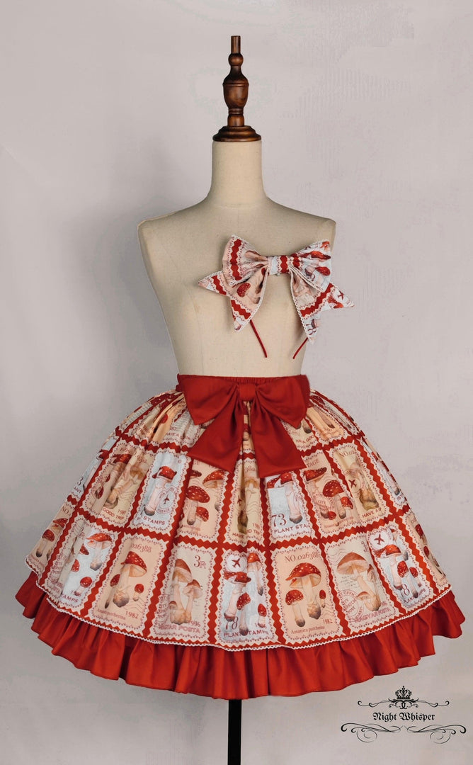 PRE ORDER- Mushroom Stamp Skirt - Short Version - nightwhisper