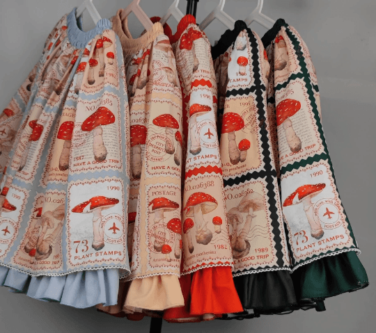 PRE ORDER- Mushroom Stamp Skirt - Short Version - nightwhisper